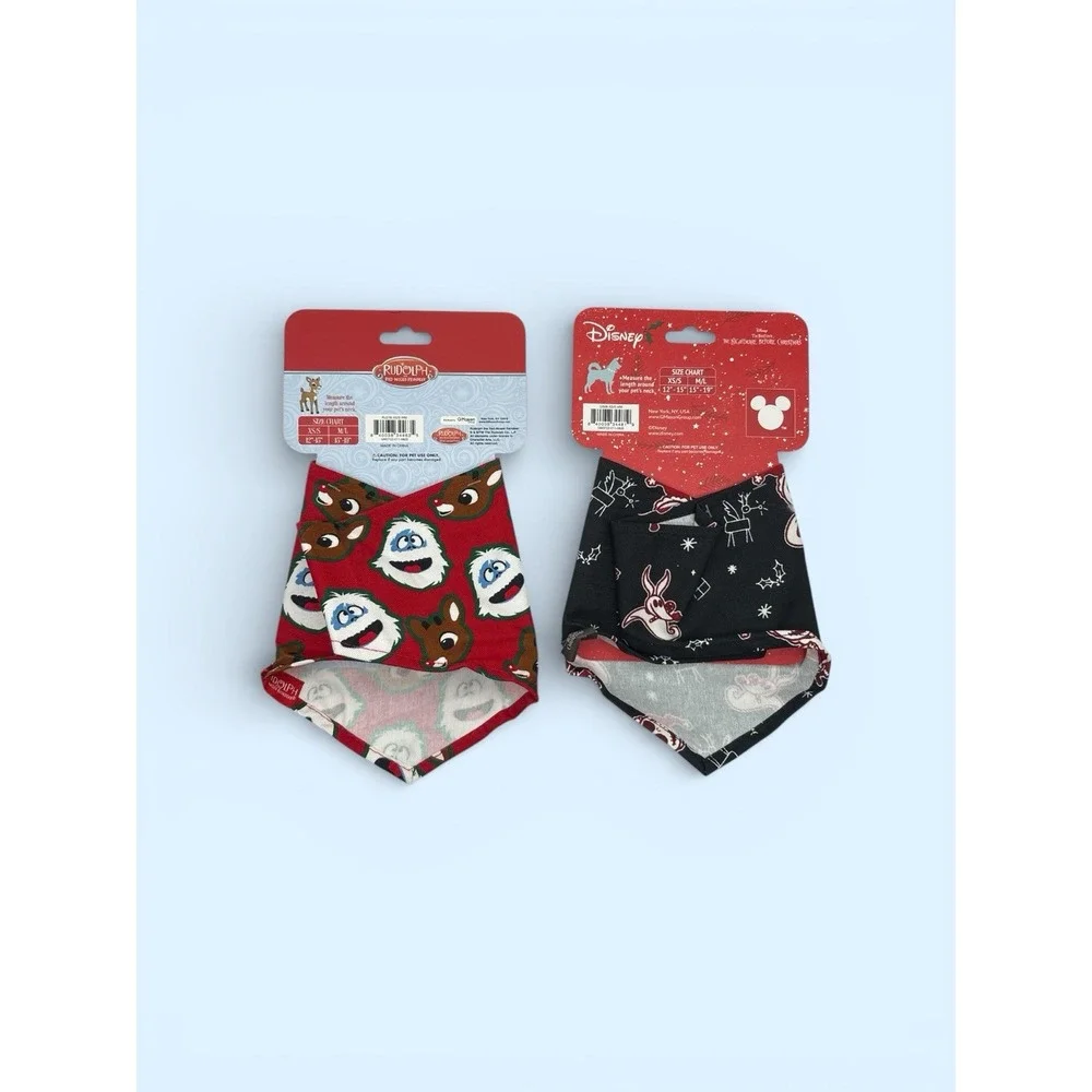 NIGHTMARE‎ BEFORE CHRISTMAS RUDOLF RED NOSED REINDEER PET DOG SCARF LOT 2